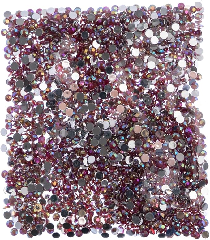 John Bead 2000 Pieces 4mm (SS16), Red AB, Acrylic Round Flat Back Rhinestones for Jewelry Making, DIY Crafts, Nail Art, Face Makeup, Clothes