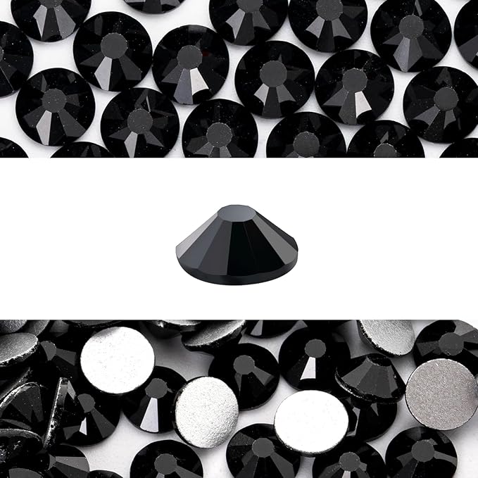 Novani 3000 Pieces Flatback Rhinestones Glass Round Gems Black Crystals for Nail Art DIY Crafts Clothes Shoes,SS6,1.9-2.0mm