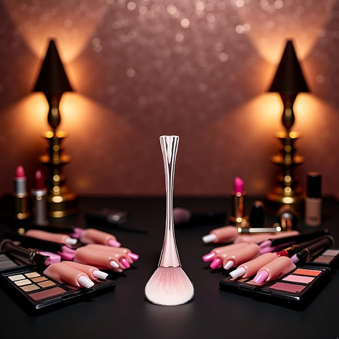 Rose Gold Nail Art Dust Powder Remover Brush, Nail Art Dust Cleaner Brush, Soft Cleaner Brush for Makeup, Nail Dust Brush for Acrylic Nails Manicure Brush for Women Birthday Gifts Hand Rests Tools