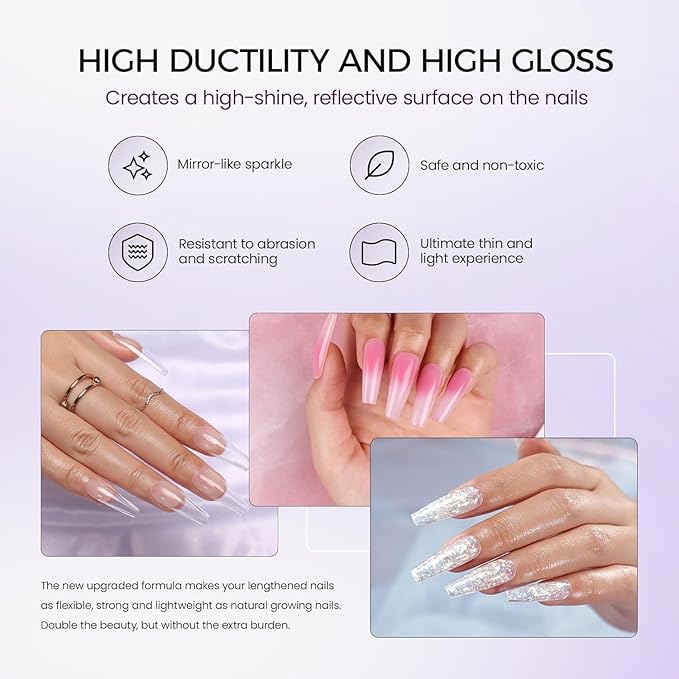 Poly Gel Nail Kit: Fluorescent Colors Poly Extension Gel Kit with Nail Lamp Slip Solution Acid-Free Primer Nail Art Tools for DIY Salon Nails