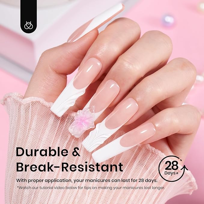Beetles Gel Nail Tips Long Square 10 Sizes, 288Pcs Pre Shaped Half Matte Press On Nails Gelly Tips False Nails for Gel Nail DIY Art Nail Extensions Acrylic Nails Gift