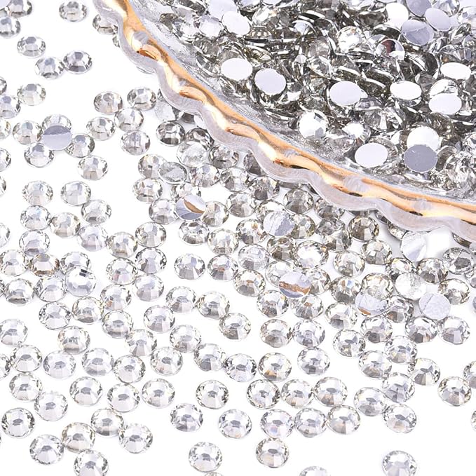 Blinginbox Flatback Rhinestones Bulk,14400pcs Crystal Round Loose Gemstones Glass Rhinestones for Crafts Makeup Nail Art Clothes Shoes DIY Decorations(SS3-S20,Crystal)