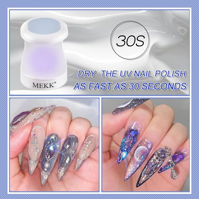 MEKK Mini UV Light for Gel Nails,16W Single Finger UV LED Nail Lamp,Portable Small Professional Flash Cure Lamp,Compact Design for Home and Salon -Blue