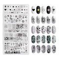 MRFOX 5 Pcs Nail Plates Stamping Set Marbled Punk Spider Web Heart Star Theme Leaf Nail Art DIY Stamping Template