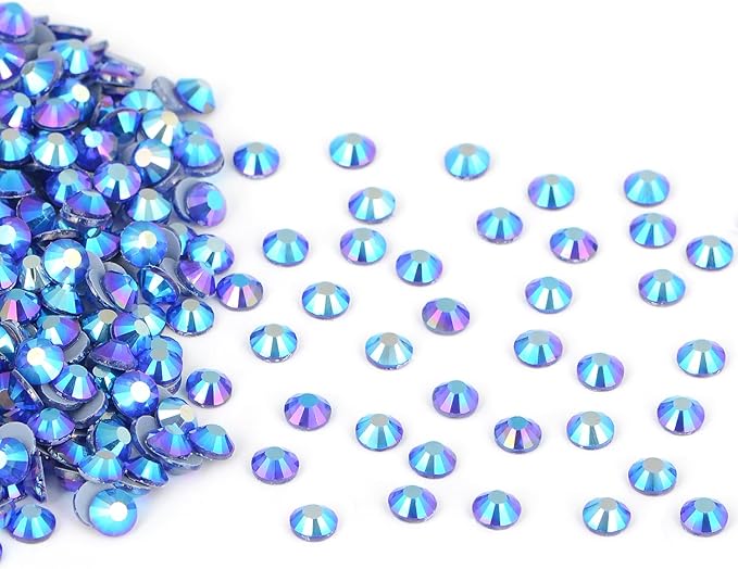 2880 Pieces SS10 Sapphire AB Hotfix Rhinestones Flatback Round Crystal Glass Rhinestones Gems for Crafts Nail Face Art Clothes Shoes Bags DIY