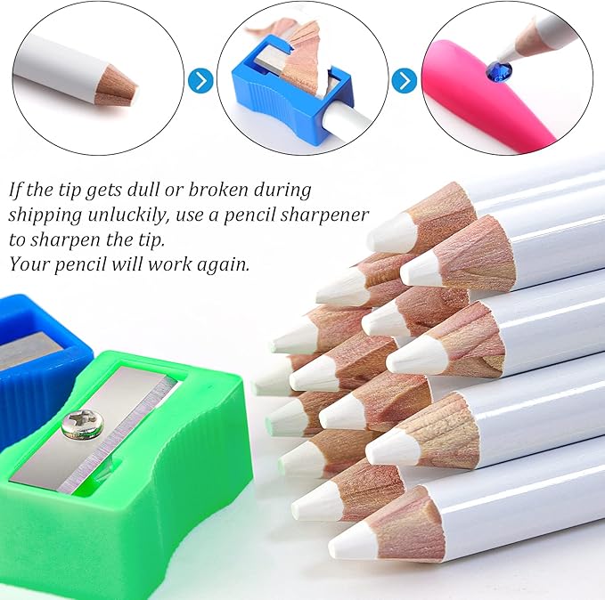 GA&EN Nail Art Pens Rhinestone Picker Pencil for Nail Art, Gem Crystal Pick up Tool for Rhinestones, 14Pcs 3.35-inch Rhinestone Pickup Pen Kit with Nail Dotting Tools, Sharpeners and Tweezers