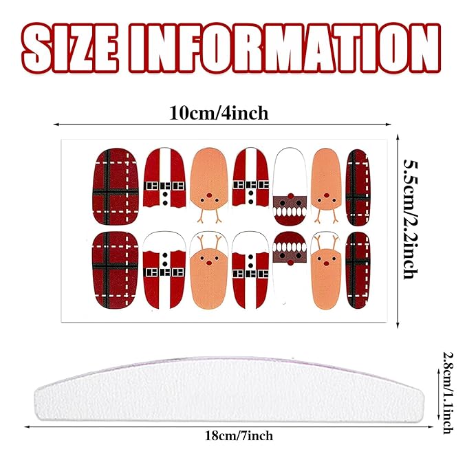 WOKOTO 20 Sheets Christmas Full Wraps Nail Polish Stickers Stick On Nail Polish Strips for Christmas Day Winter Nail Art Decals Gel Nail Wraps Christmas Father Deer Tree Gel Nail Strips Stickers