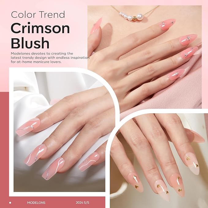 modelones Builder Nail Gel Polish Set, Base Colors 8-in-One Jelly Nude Pink Clear Builder Nail Gel for Nails Strengthener Hard Extension Rubber Lamp Cured 6 Colors