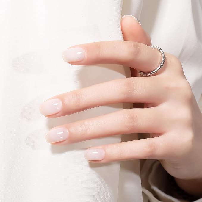 MAYCHAO 15ML Jelly Milky White Gel Nail Polish 1Pc Transparent Creamy White Gel Polish Soak Off UV LED Translucent Nail Polish Nail Art Starter Manicure Salon DIY at Home, 0.5 OZ