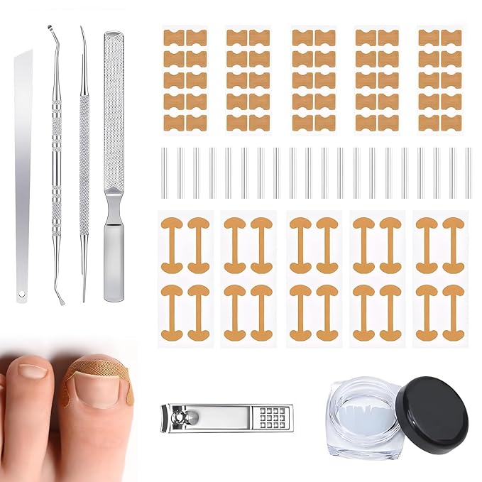 Ingrown Toenail Corrector Kit - Breathable Correction Strips with Nail Lifter Tools, Clippers & File, Toenail Relief for Edges, Home Care Solution