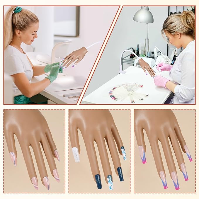 Practice Hand for Acrylic Nails: Nail Tips Won't Fall off From Fake Nail Practice Hand - Flexible Nail Mannequin Hand Practice for Beginners