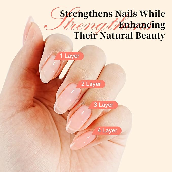 Base Coat Nail Polish Sheer Tinted Nude, Regular Nail Polish Enhances Natural Look, Quick Air Dry for Women Salon DIY Nail Art