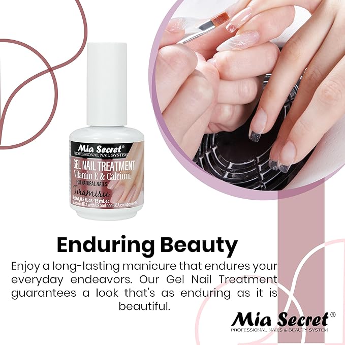 Mia Secret Gel Nail Treatment With Vitamin E and Calcium, 15ml - Nail Repair and Strengthening Polish (Tiramisu)