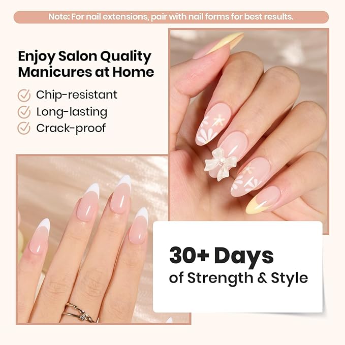 Beetles Builder Gel Kit HEMA Free & Handheld Nail Lamp, 8 in 1 Nail Thickening Strengthening Building Apex for Beginner DIY Salon at Home with Base & Top Coat,Clear Natural Nude Builder Nail Gel