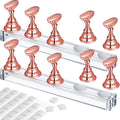 Blulu 2 Set Nail Stand for Painting Press Nail Holder Acrylic Magnetic Tips Training Fingernail Display Stands DIY Crystal Holders and 96 Pieces White Reusable Adhesive Putty(Metal Rose Gold)