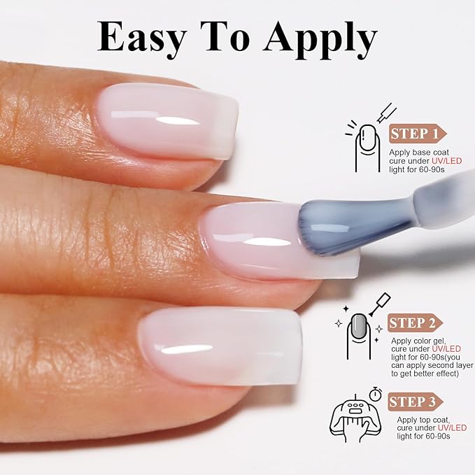 Imtiti Milky White Gel Polish, 0.5 Fl Oz Neutral Jelly Gel Nail Polish DIY Nail Art Starter Manicure Salon Kit for Women & Girls