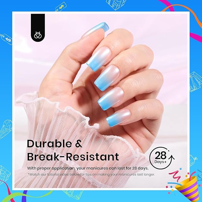 Beetles Gel Nail Tips Etch-X, Square Short, 288Pcs 12 Sizes, Pre-Etched Half Matte Full Cover Soft Acrylic Press on False Nail Tips Easy DIY Glue On Nail Extension Salon Gift for Women Girls