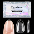 Extra Short Almond Nail Tips - 12 Sizes 240 PCS Pre-Shaped Clear Full Cover Etch Nail Tips Soft Gel Clear Full Cover Nails Tips Acrylic False Nails Press On Nails for Extensions DIY Salon