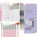 31Pcs Nail Art Tool Set, Gel Polish Acrylic Nail Brush, Dotting Tools, Dust Brushes, Detail Liner Brushes for Nails, Sculpting Drawing Pen, Nail Design for Home Salon Manicure Supply-Pink