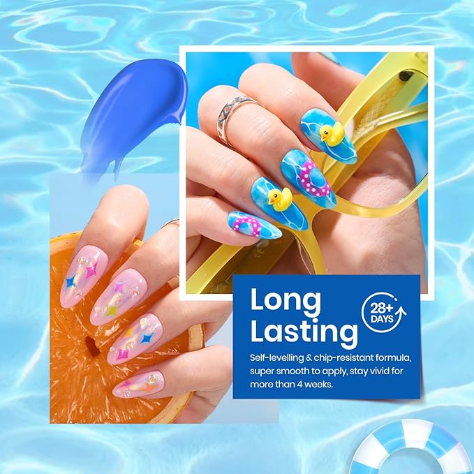 Beetles Spring Gel Polish Set - 6 Colors Peach Coral Orange Blue Pink Green Gel Nail Polish, Soak Off UV Manicure Kit DIY Nail Art for Women Pool Party Holiday