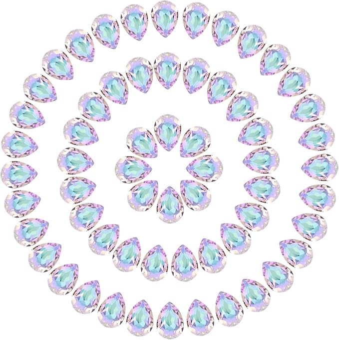 MECCANIXITY Teardrop Rhinestones 7x10mm, 84 Pcs Pointed Back K9 Glass Shiny Drop Shaped Rhinestones Crystal Gems for DIY Jewelry Making Crafts, Moon Purple