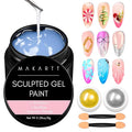 Makartt 3D Gel Nail Art & Chrome Nail Powder Kit: Clear 3D Sculpting Gels for Chrome Powder, 3D Painting No Wipe for Gel Polish, 3D Gels with Gold Silve Nails Chromes for Nails Art Home & Salon DIY