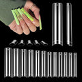 LIONVISON 504PCS NO C CURVE Clear Nail Tips for Acrylic Nails Professional, 3XL Extra Long Flat Tapered Square Nail Tips, 12 Sizes Half Cover Straight French Fake Nail Tips for Nail Salons (With Bag)