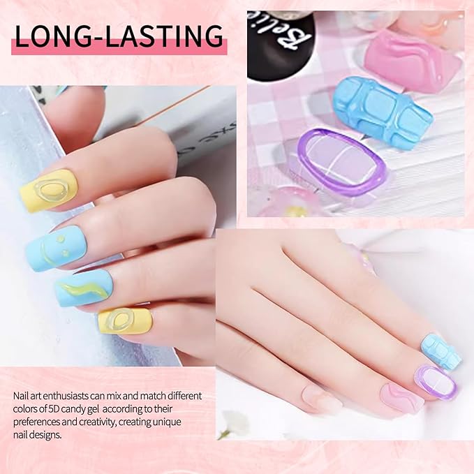 5D Nail Art Sculpting gel Kit-10g/0.35floz Unleash Your Creativity in Nail Art Sculpting 5D Nail Gel Dimensional Nail Arts designs Ideal for both professional and Home DIY