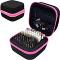 81 Holes Nail Drill Bit Holder (ONLY CASE),Dustproof Portable Organizer Storage Bag with Large Mesh Pocket & High Density Foam to Avoid Slipping & Scratches, Nail Bits Professional Manicure Tools,Pink