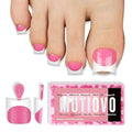 Short Toe Nail Tips White French Tip ROSE PINK Press on with Moon Curve,Soft Gel False Nail Kit,Thick Sharp Square Toenail Extension,Need Builder Gel Top Coat,No Glue Included x15 Sizes 240 pcs