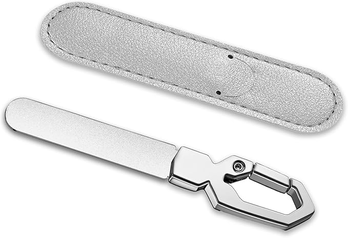Stainless Steel Double Sided Nail File - Professional Metal Fingernail Toenail Tool for Men (Thick Nails) & Women, Washable Reusable Durable with Travel-Friendly Leather Case, Home & Salon Use