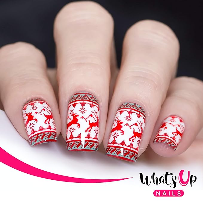 Whats Up Nails - B050 Count On Me! Stamping Plate for Christmas Winter Nail Art Design