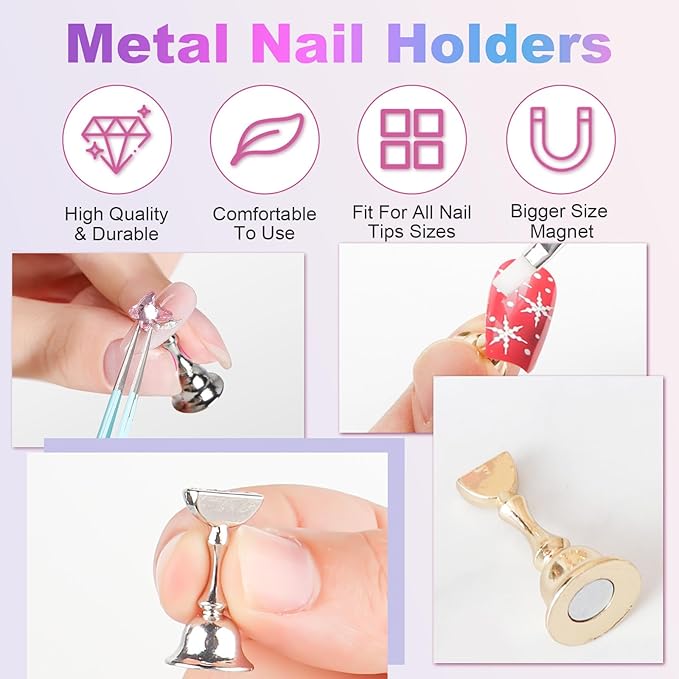 MAYEEN Nail Stand For Press Ons, Aurora Nail Holder For Painting Nails Press On Nail Stand Solid Acrylic Nail Stands for Nail Art With Nail Art Palette & Nail Brush Holder For Nail Practice Display