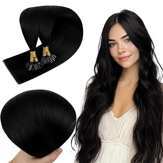 RUNATURE U Tip Extensions Real Human Hair Balck Hot Fusion Extension Short 12 Inch U Tip Hair Extensions Human Hair Straight Keratin Hair Extension Remy Natural Hair Tangle Free 40g 50s
