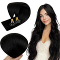 RUNATURE U Tip Hair Extensions Human Hair Jet Black U Tip Hair Extensions Pre Bonded Keratin Tip Human Hair Extension 14 Inch Black Hair Extension Soft Remy Hair for Daily Wear 50g 50s