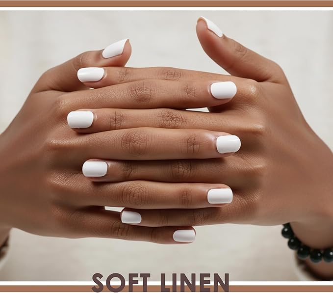 Semi Cured Gel Nail Strips – Real Gel Nail Polish Wraps for Brittle Nails | Waterproof Long Lasting Easy Peel-Off Removal | Hema-Free | 20-Piece Solid White Salon Sticker Kit with UV Lamps