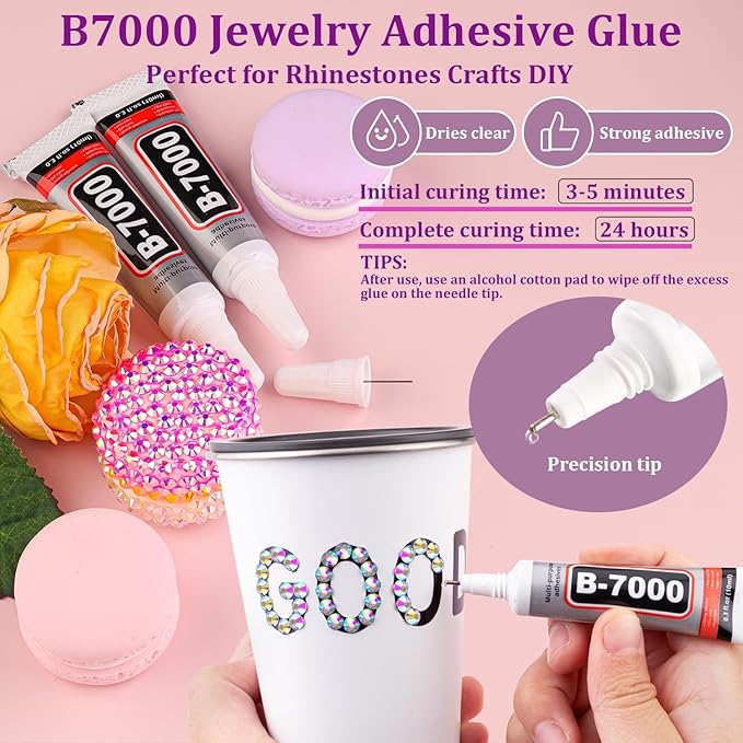 25000Pcs Resin Rhinestones for Crafting, AB 2-6mm Mixed Sizes Non Hotfix Flatback Gems with 1Pcs Glue, Bedazzling Crystal for DIY Craft Clothing Mugs Tumblers Shoes Fabric Decor Nail Art