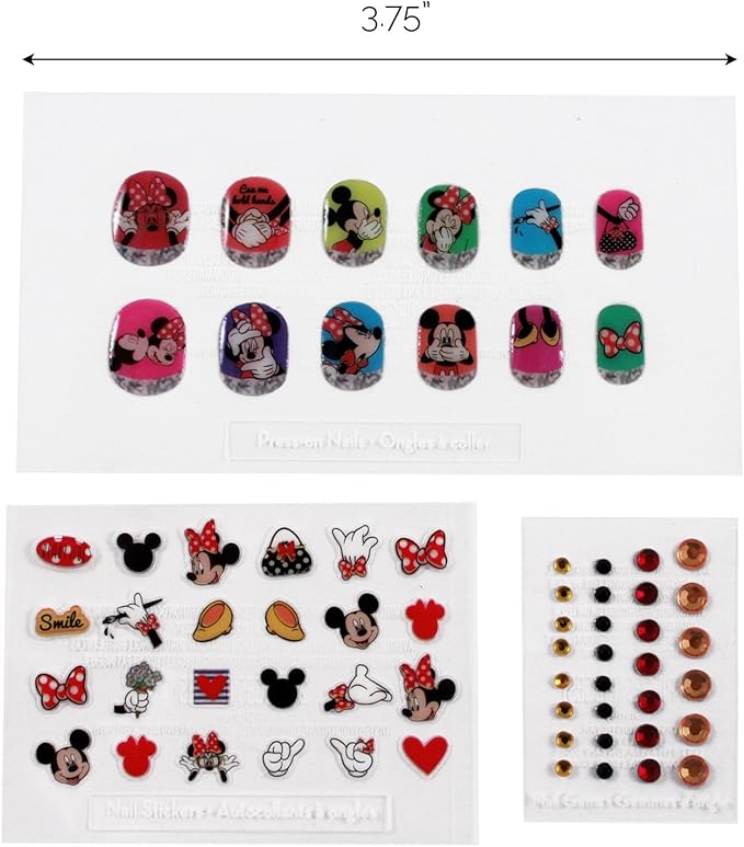 Minnie Mouse Sparkly Press On Nail Gems and Stickers Set