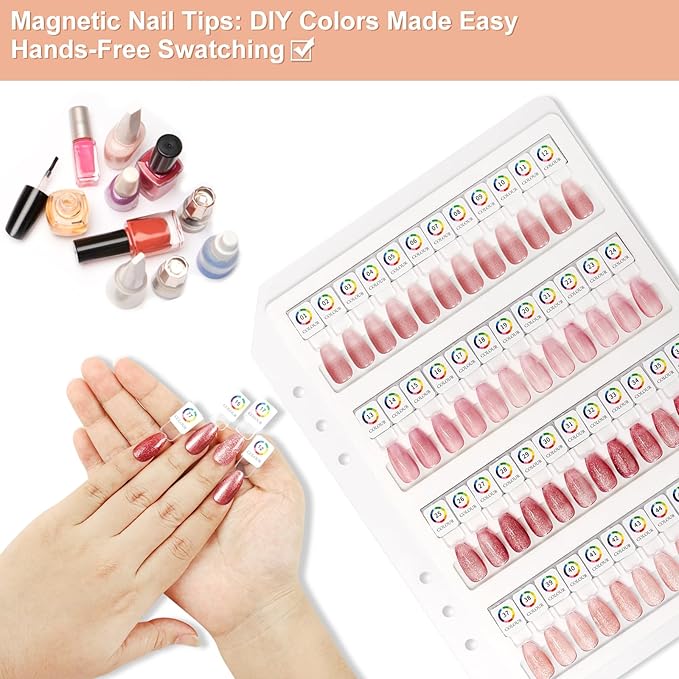 Acrylic Magnetic Nail Color Display Book Inside Page with 48 Magnetic Nail Display Tips for Nail Art Design Pattern Practice and Nail Display (No Cover Only Page)