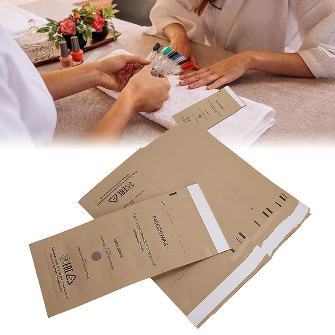 100PCS Sterilizer Pouches for Nail, Throwaway Nail Tools Bag Accessories with Color Changing Indicator for For Dentist Tools and Nail Art Supplies 3.9 X 7.9 Inch