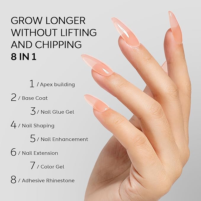Nicedeco Hema Free Builder Nail Gel Polish 15ML 8 in 1 Cruelty Free Vegan Base Strengthener Hard Extension Gel - 011