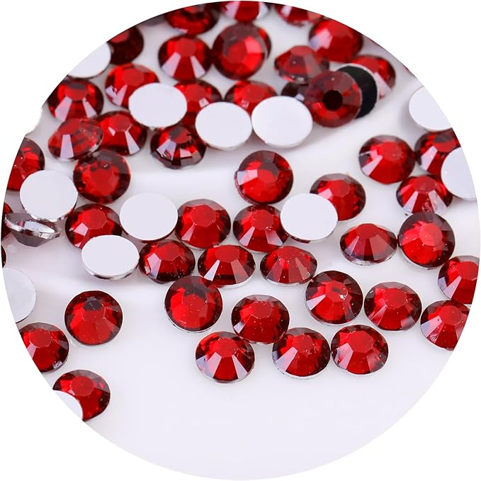 4500 Pcs SS6 2mm Flatback Rhinestones for Nails Art Crafts Glitter Round Gems Crystals DIY Clothes Shoes（Dark Red)