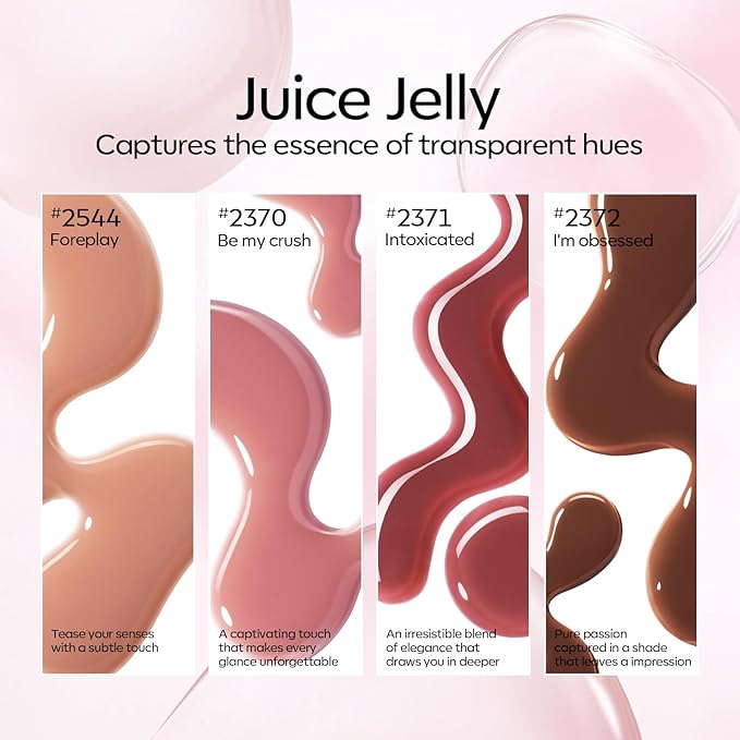 Modelones Jelly Gel Nail Polish Kit with UV Light, Christmas Sheer Pink Nude Red Brown Jelly Gel Polish with Base Top Coat Pearl Chrome Powder 4 Transparent Colors Mini Salon Nail Art Gift