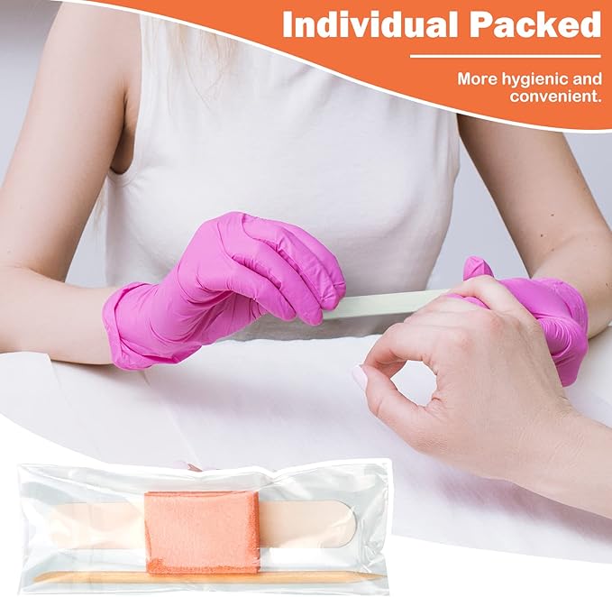 Leelosp 120 Sets Disposable Manicure Kit Basics 3 Pieces Nail Kit, White Wood Nail File 180/180 Grit, Purple Mini Buffer 100/100 Grit, Individually Packed Mini Pedicure Set for Fingernails Toenails