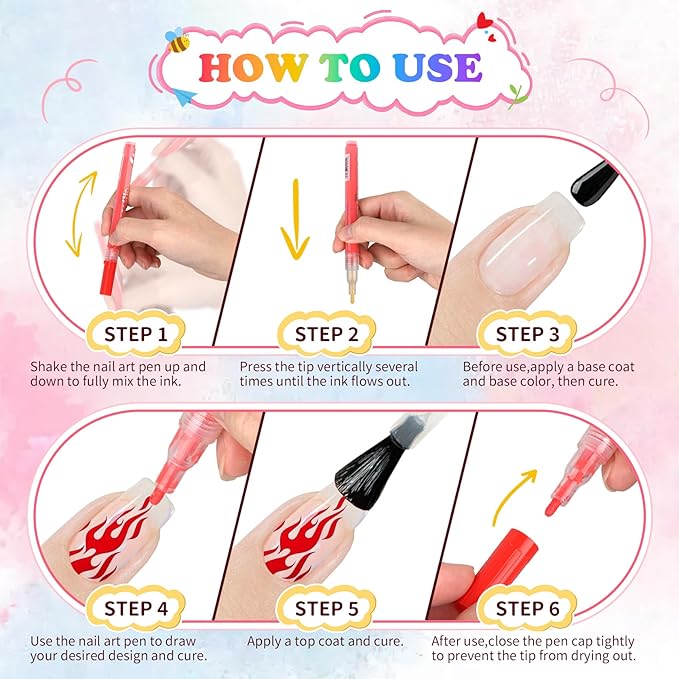 36 Colors Nail Art Pen Set,3D Acrylic Nails Art Markers Pens,Quick Dry Nail Doodle Pens for Home & Salon DIY Nail Art （1.0 mm Pen Nib）