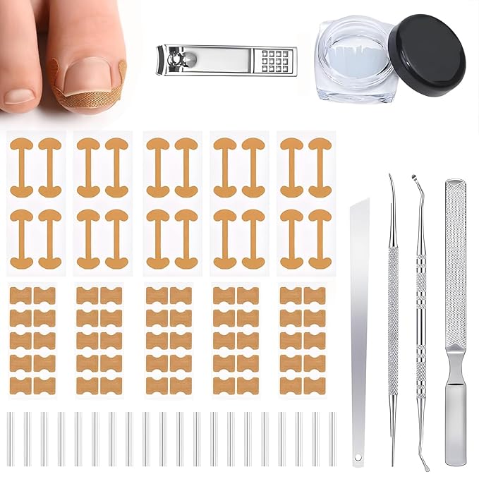 Ingrown Toenail Corrector Set with Breathable Toenail Strips, Curved Nail Corrector Patch, File and Lifter, Professional Pedicure Tools for Men and Women, Easy At-Home Toenail Care Kit