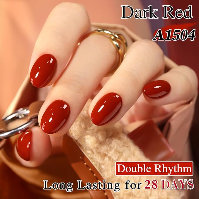 Double Rhythm 0.5 Oz Gel Nail Polish Neutral Natural Same Color Same Bottle Translucent Light Milky Pastel 15ML Manicure French Design Art DIY at Home (Blood Red-A1504)