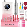 Professional Nail Drill with Charging Dock & Ceramic/Tungsten Bits, 45000RPM Stepless Speed Cordless Efile for Fast Acrylic Gel Removal, Electric Nail File Machine for Home Salon Use (Gradient Pink)
