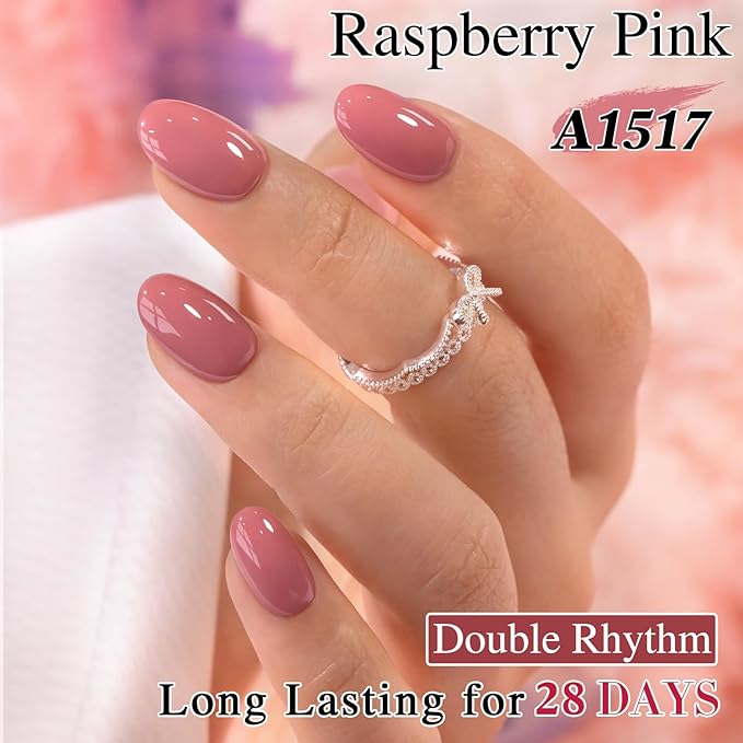 Double Rhythm 0.5 Oz Gel Nail Polish Neutral Natural Same Color Same Bottle Translucent Light Milky Pastel 15ML Manicure French Design Art DIY at Home (Peach Purple-A1517)