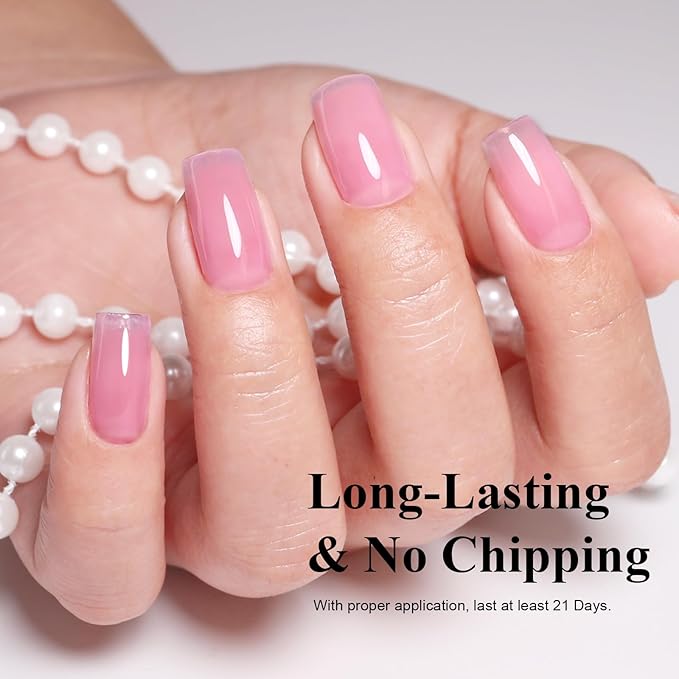 Imtiti 10ml Jelly Pink Gel Nail Polish Long Lasting Soak Off UV Led Baby Pink Gel Polish Salon DIY at Home Gift for Women 1Pcs
